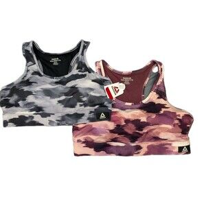 2 Reebok Gravity Sports Bras XXXL Padded Medium Support Black & Windsor Wine NWT